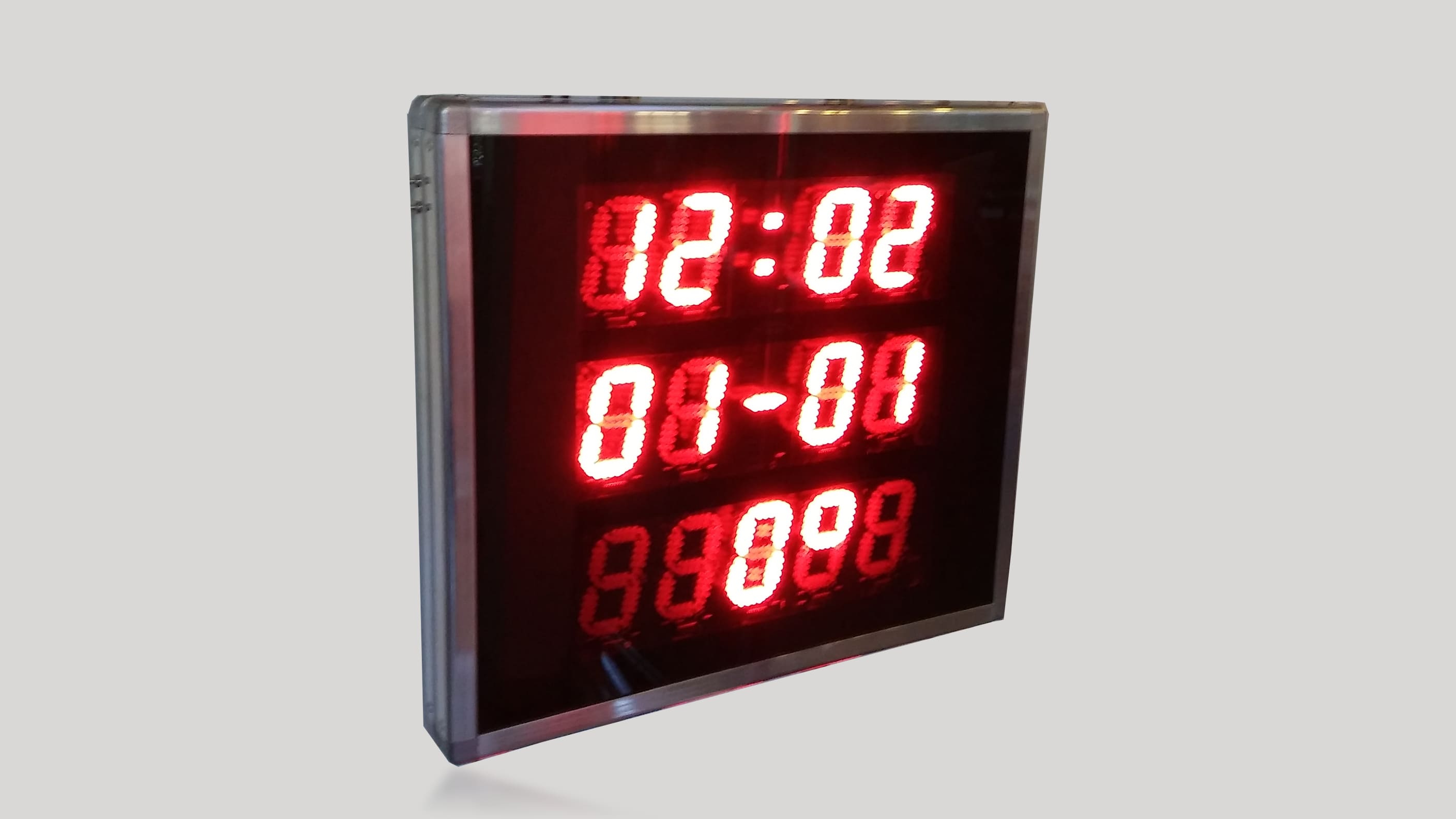 Indicador LED de 3 líneas: hora, fecha y temperatura modelo 3HFT100HR
