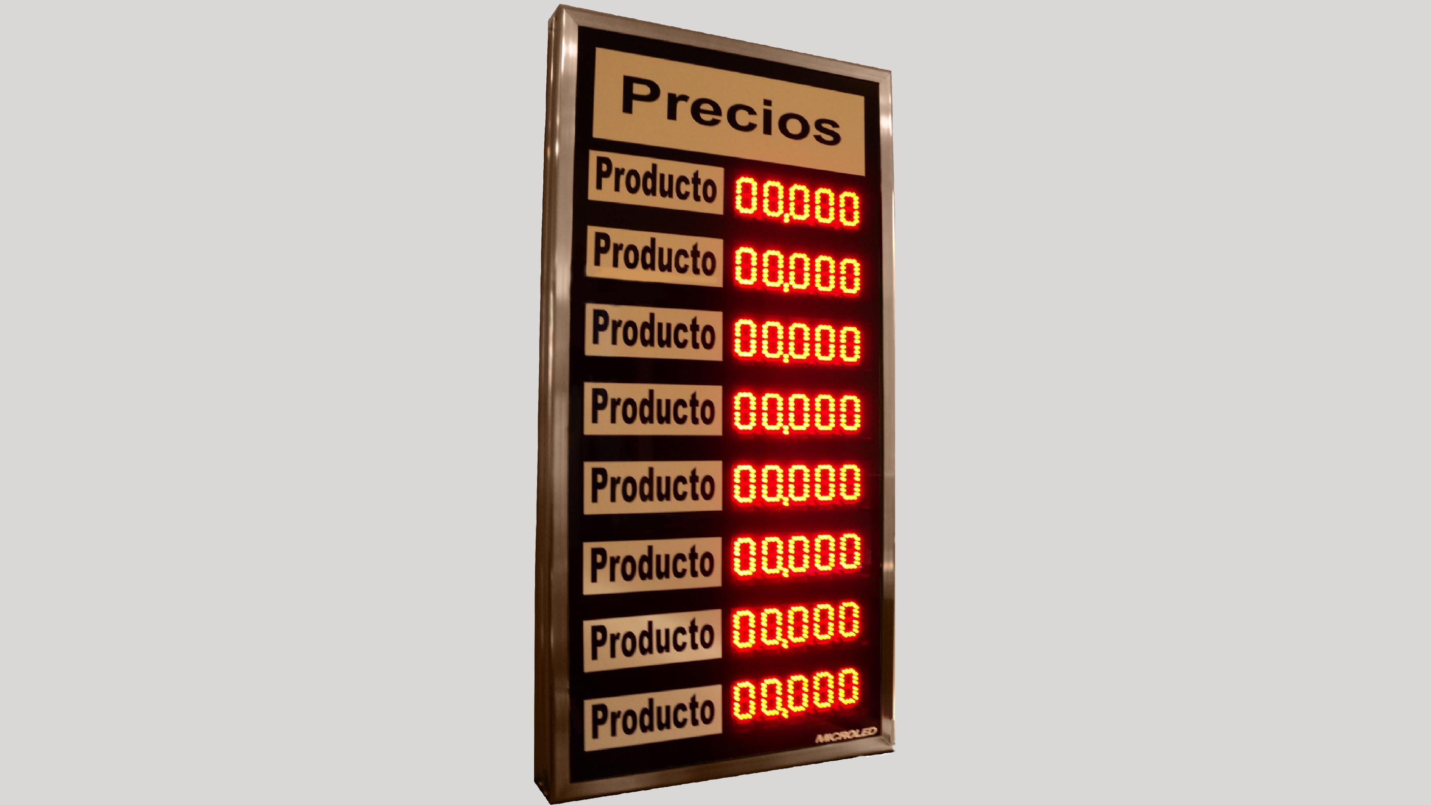 Tarifador de precios LED de 8 líneas